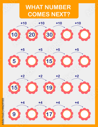 Math worksheet practice print page. What number comes next.