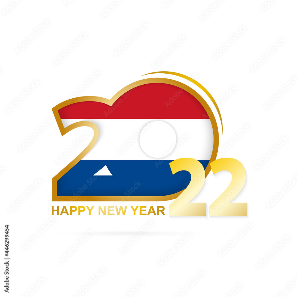 Year 2022 with Netherlands Flag pattern. Happy New Year Design. Year 2022 with Netherlands Flag pattern. Happy New Year Design.