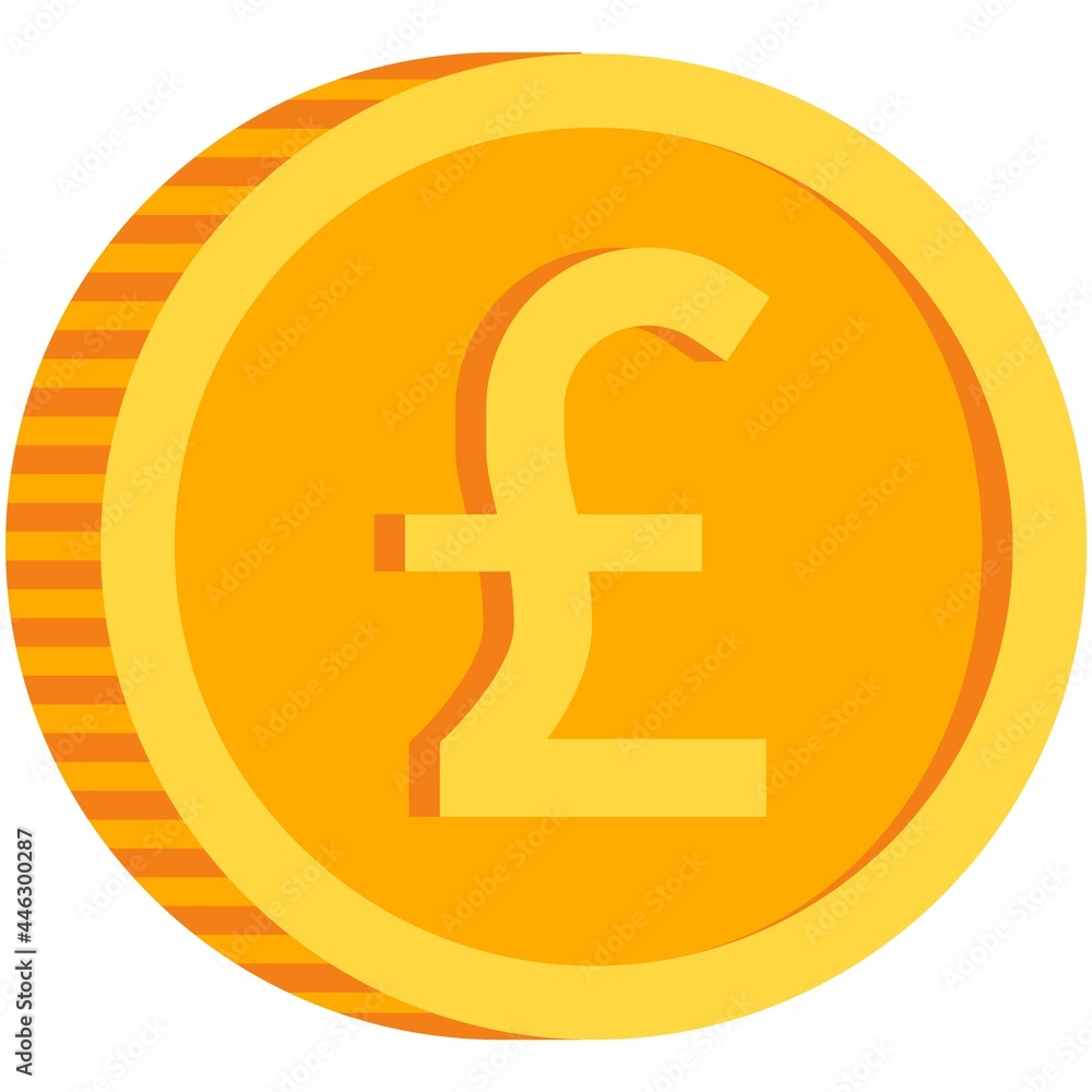 Pound coin icon vector british money sign gold currency Pound coin icon vector british money sign gold currency