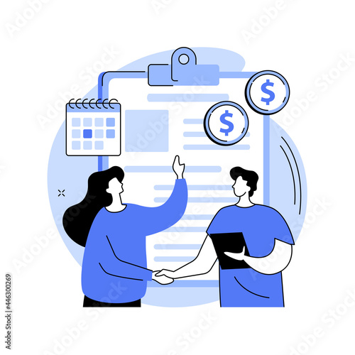 Promissory note abstract concept vector illustration.