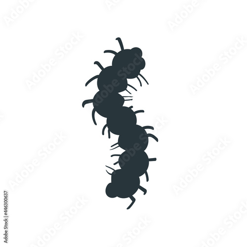 Caterpillar larva simple sign, insect icon on white background
