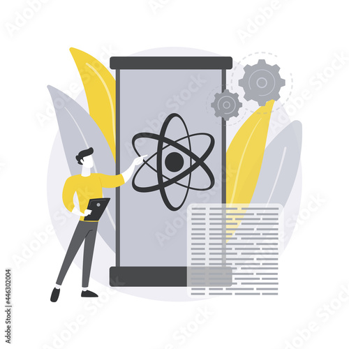 Quantum computing abstract concept vector illustration.