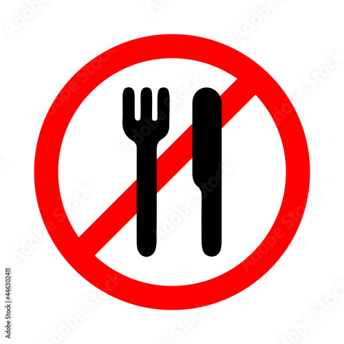 Food not allowed  do not eat  forbidden sign on white background