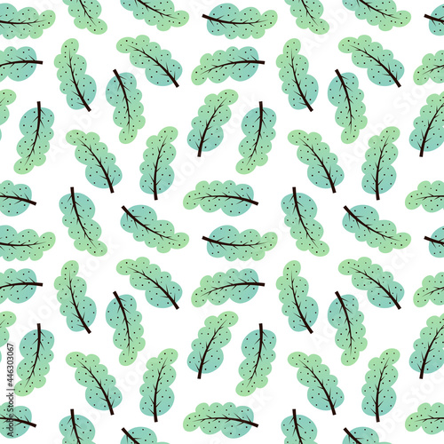 Beautiful floral seamless pattern with trees and leaves. Cool bright ornament for textiles, fabrics, wallpaper, clothing, stationery, utensils. Cute background for beauty product packaging design.