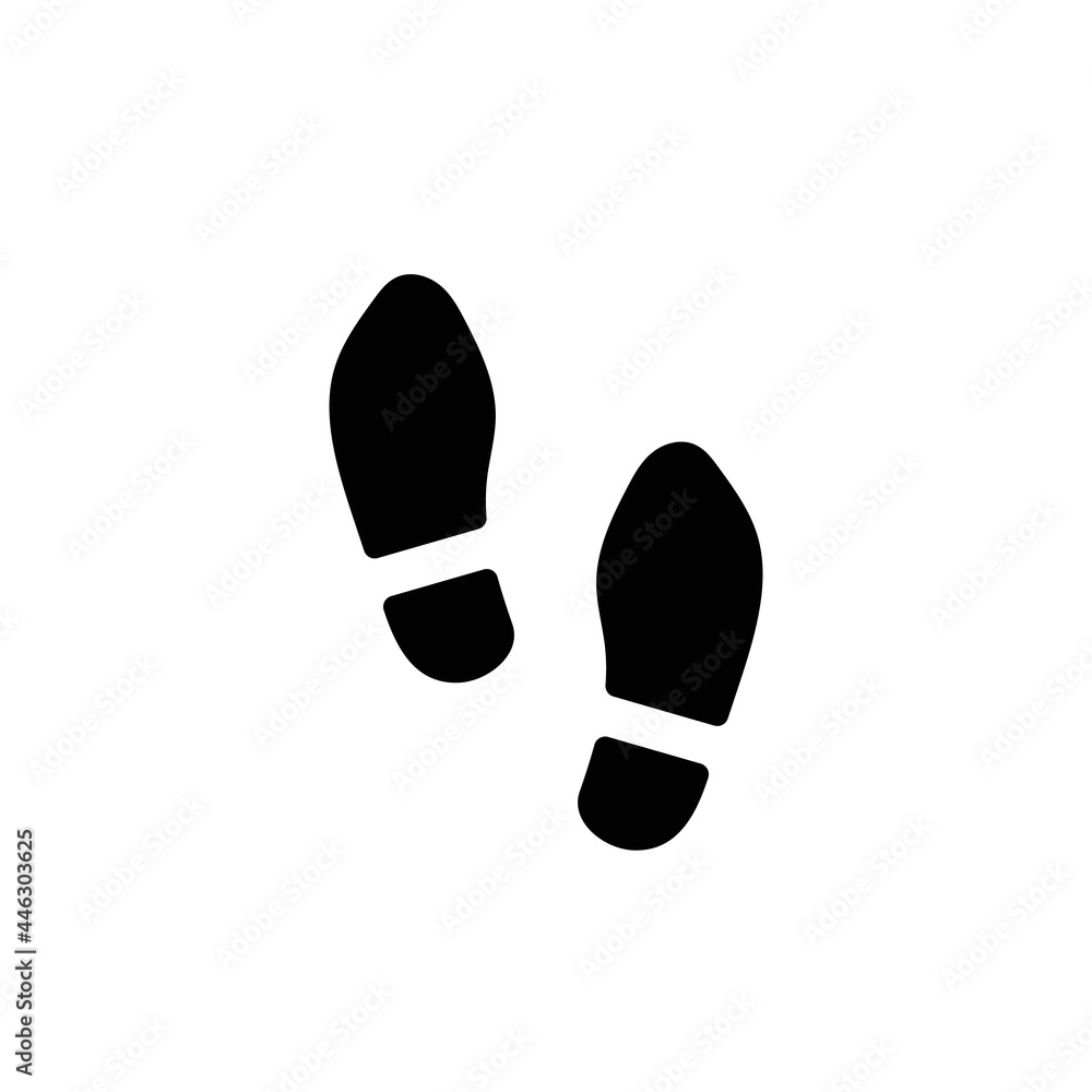 Man's footsteps in shoes, simple black icon on white Man's footsteps in shoes, simple black icon on white