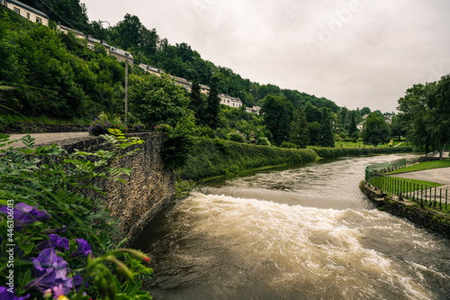 The Ourthe river in Houffalize, province of Luxemburg, Belgian Ardennes photo