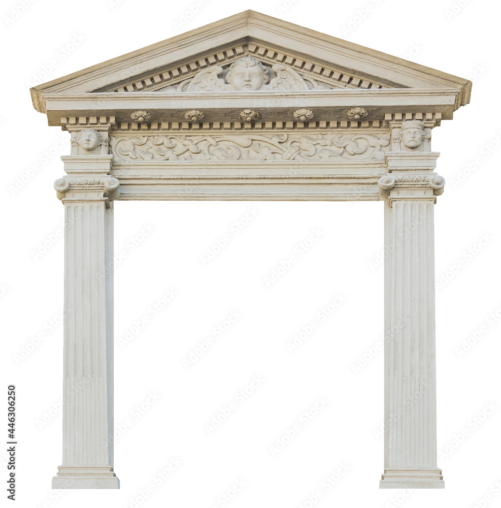 Naklejka premium Elements of architectural decorations of buildings. Old wall with arch. Baroque pattern.