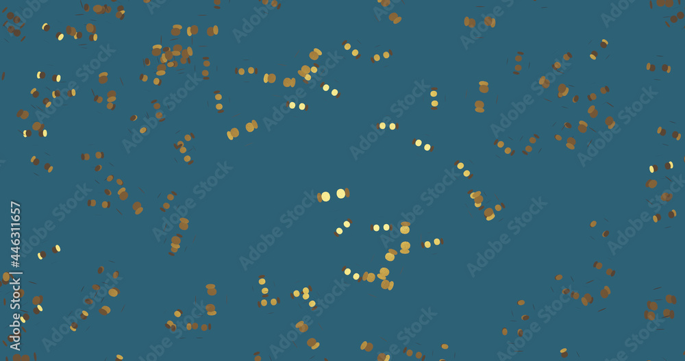 Render with golden glittering circles on a blue background Render with golden glittering circles on a blue background