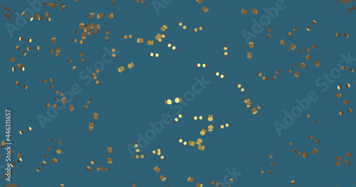 Render with golden glittering circles on a blue background