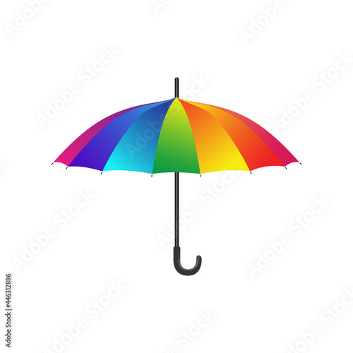 Colorful rainbow umbrella cartoon vector illustration on white background