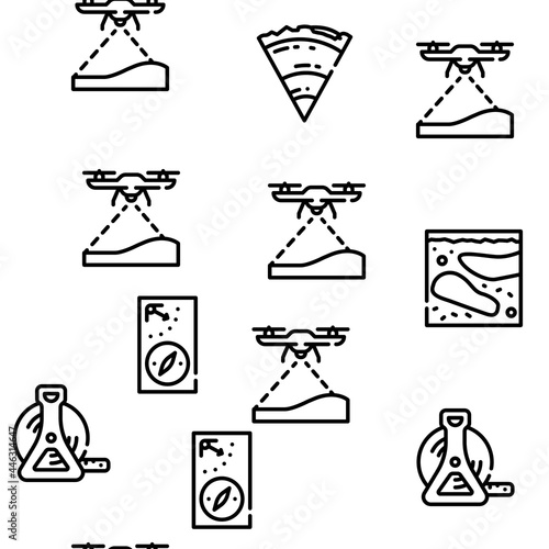 Geodesy Equipment Vector Seamless Pattern Thin Line Illustration