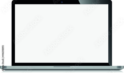 Laptop mockup, Macbook Notebook. Laptop icon for working from home. Vector stock illustration on white isolated background. Simple style- super high detailed photorealistic esp 10 vector