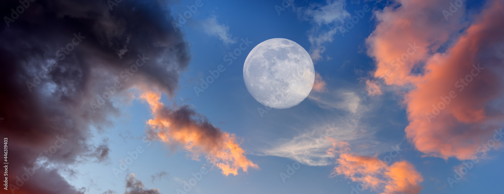 Moon Sky Nature Landscape Panorama