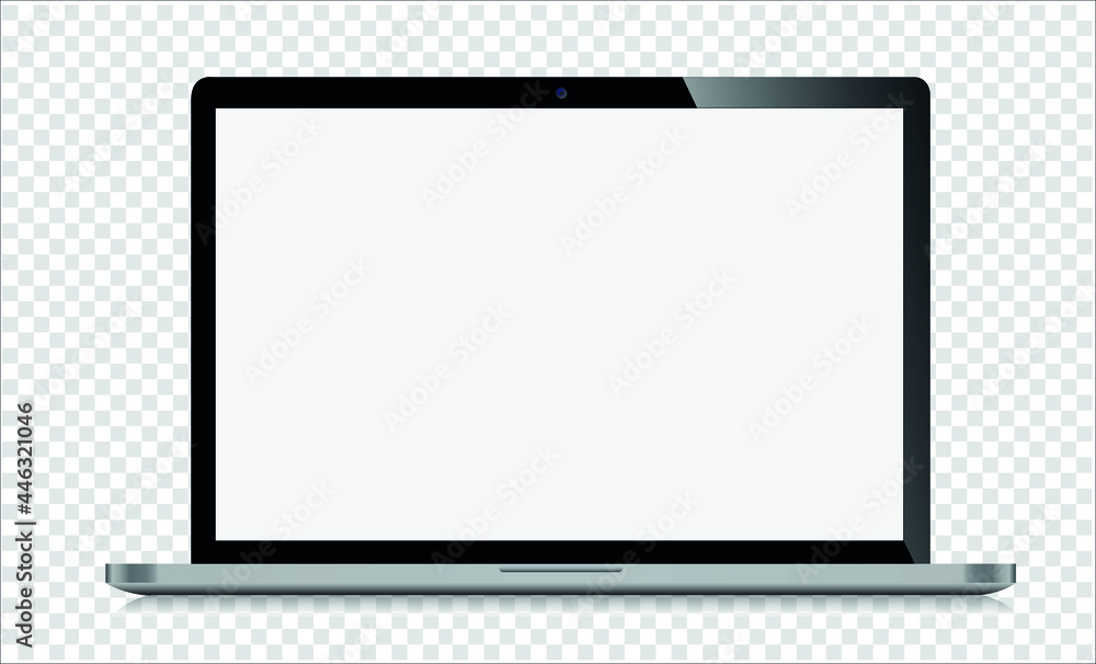 Laptop with blank screen silver color isolated on transparent background - super high detailed photorealistic esp 10 vector Laptop with blank screen silver color isolated on transparent background - super high detailed photorealistic esp 10 vector