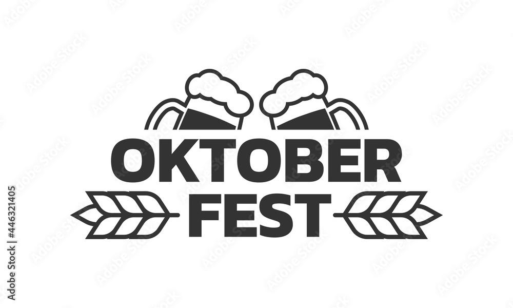 Oktoberfest logo, label or badge with beer mugs. Geman October festival emblem. Vector illustration. Oktoberfest logo, label or badge with beer mugs. Geman October festival emblem. Vector illustration.