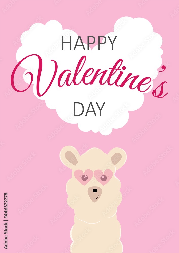 Vector greeting card. Happy valentine's day greeting card with llama on background
Vector greeting card. Happy valentine's day greeting card with llama on background