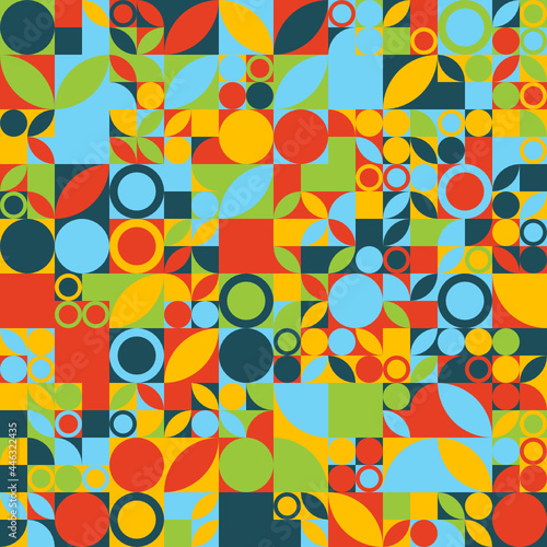 Patrón de formas geométricas esféricas en colores veraniegos