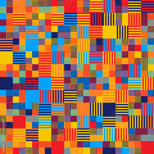 Patrón geométrico abstracto de rayas verticales y horizontales en colores veraniegos