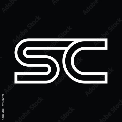 SC Logo monogram with line style negative space