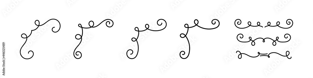 Text separator and frame doodle decor hand drawn vector divider set in sketch style illustration. Text separator and frame doodle decor hand drawn vector divider set in sketch style illustration.
