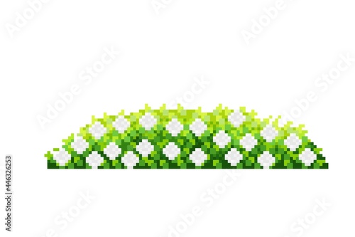 Rose bush pixel art. Decorative bush pixel art. Vector illustration. Valentine's Day.	