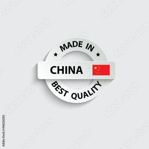 made in CHINA vectorstamp. bagge with CHINA flag	