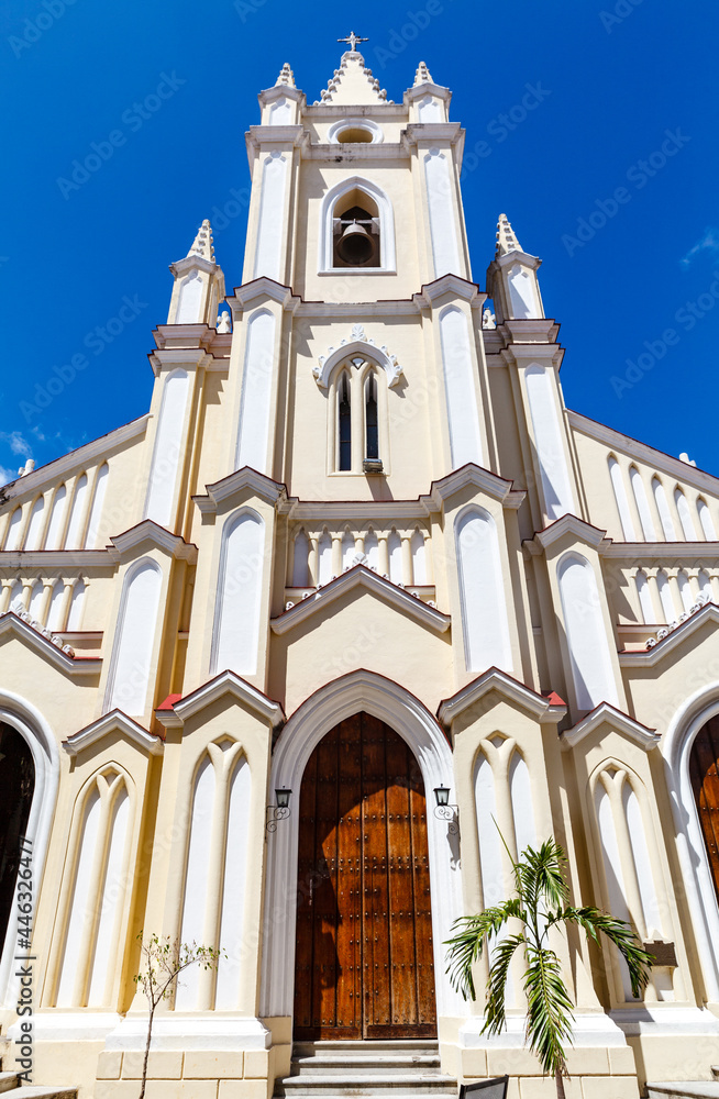 Facade of the Iglesia del Santo Angel Custodio church in Old Havana, Cuba, North America