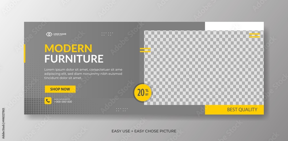 Modern furniture web banner template
