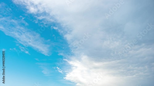 Thundercloud and clear sky over the village, time lapse