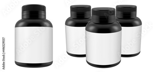 Set of Bottles Isolated.Realistic 3D Bottle Mock Up Template on White Background.3D Rendering,3D Illustration.Copy Space