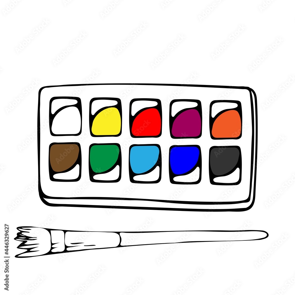 Art supplies and tools vector pack. Drawing tools set. Materials for painting with watercolors. Art supplies and tools vector pack. Drawing tools set. Materials for painting with watercolors.