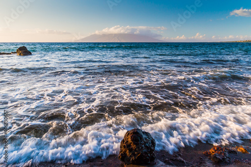 The Mountains of North Maui From Oneuli Beach, Makena State Park, Maui, Hawaii, USA photo