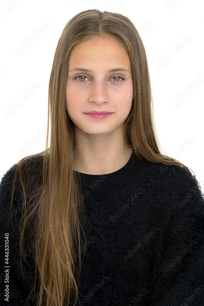 Portrait of beautiful teen girl with long hair Portrait of beautiful teen girl with long hair