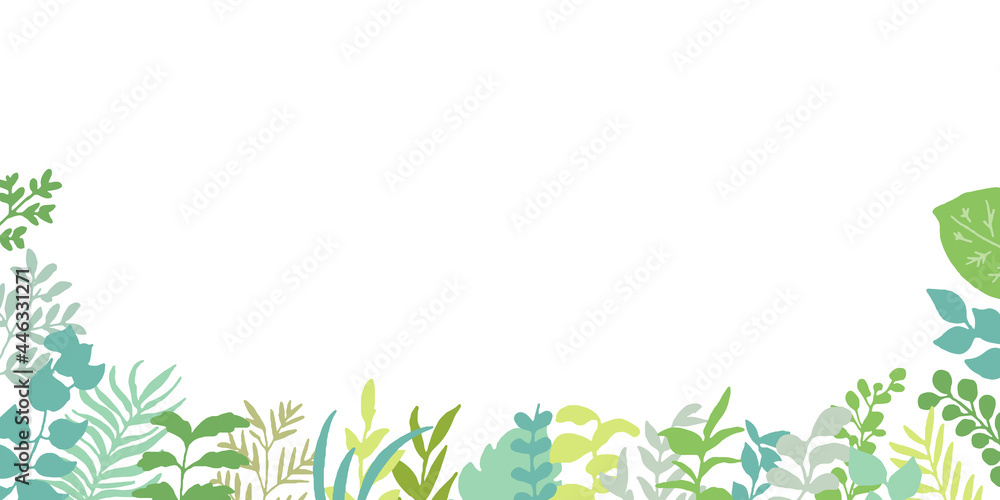 手書きタッチの様々な種類の草木 緑のハーブイラストフレーム Various Types Of Vegetation With A Handwritten Touch Green Herb Illustration Frame Stock Vector Adobe Stock