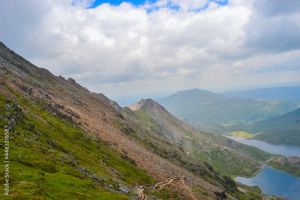 Snowdonia National Park, Epic views of mountains and valleys with blue lakes and crystal clear water