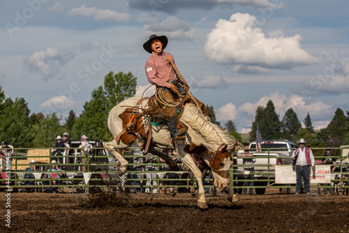 Print op canvas Bronc Rider at Rodeo