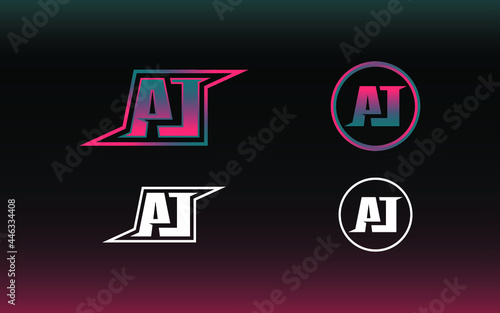 AJ letter logo with gaming style and contemporary colors