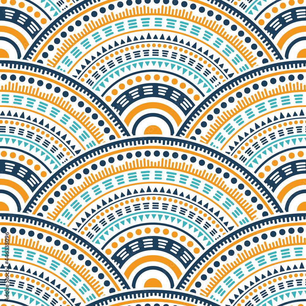 Ethnic circle shapes seamless geometric pattern. Ethnic circle shapes seamless geometric pattern.