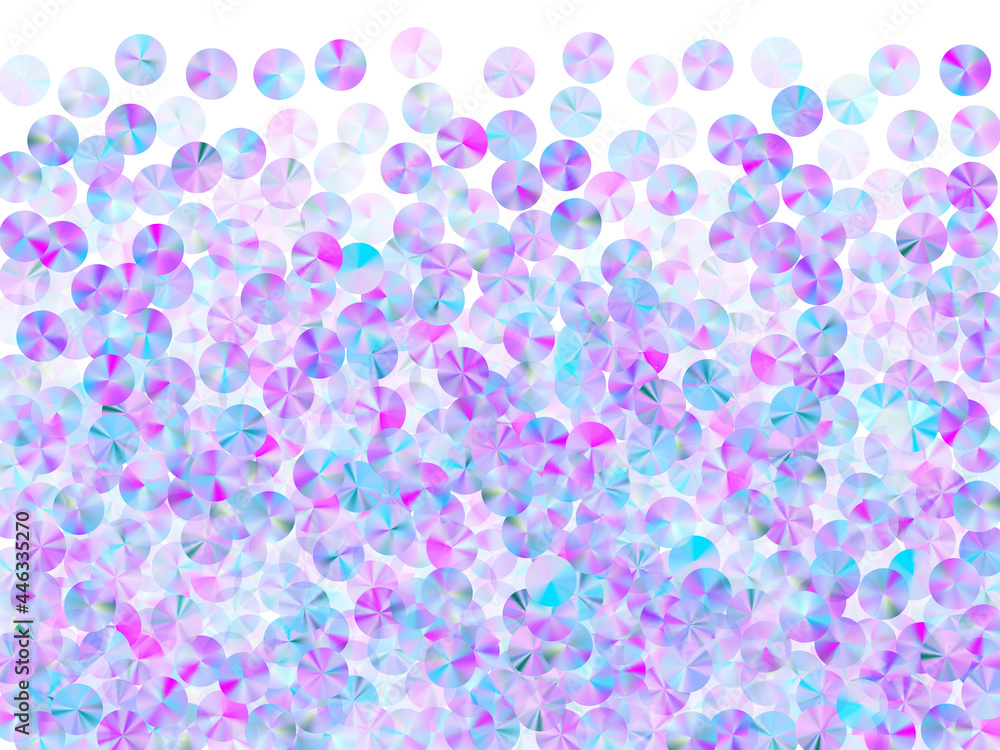Violet beads confetti scatter vector illustration. Glamour glowing paillette particles party decor top view. Holiday confetti placer shining texture.