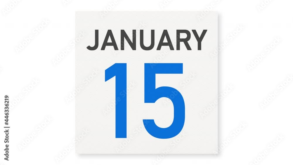 January 15 date behind crumpled paper page of a calendar, 3d animation January 15 date behind crumpled paper page of a calendar, 3d animation