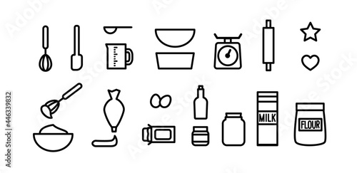 シンプルでかわいいお菓子作りイラスト装飾セット　調理器具　料理　アイコン　キッチン