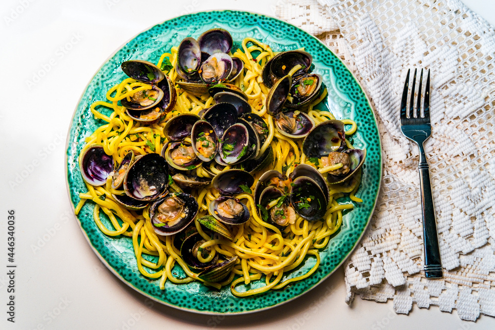Linguine Littleneck Clam Sauce Stock Photo Adobe Stock