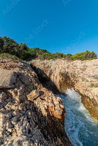 Rock and sea waves on Adriatic sea