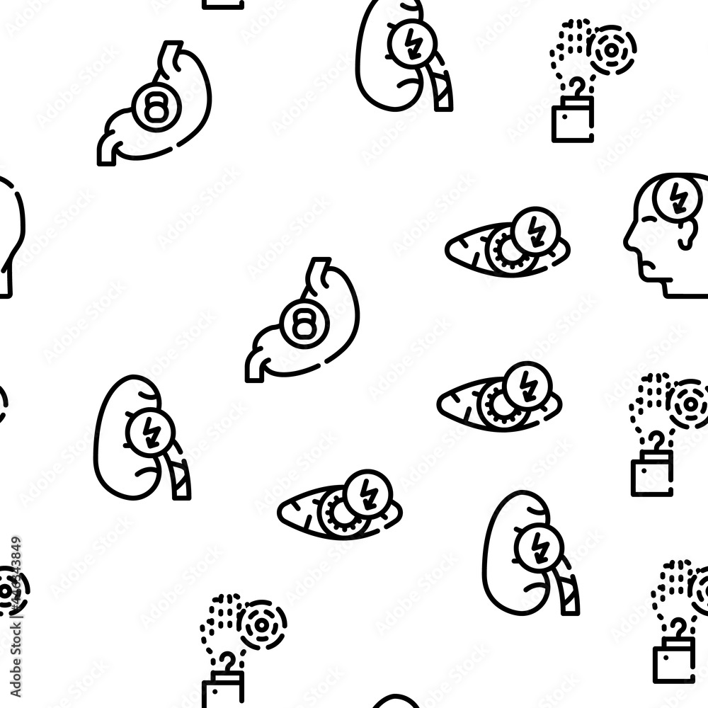 Body Aches Problem Vector Seamless Pattern Thin Line Illustration Body Aches Problem Vector Seamless Pattern Thin Line Illustration