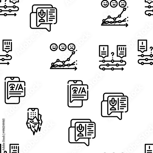 Call Center Service Vector Seamless Pattern Thin Line Illustration