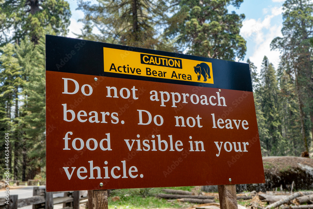 Bear Area warining sign in the park Bear Area warining sign in the park