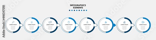 Vector Infographic design illustration business template with icons and 8 options or steps. Can be used for process diagram, presentations, workflow layout, banner, flow chart, info graph