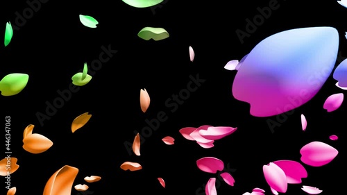 虹色の桜のような浮遊する舞い散る花びらの動画