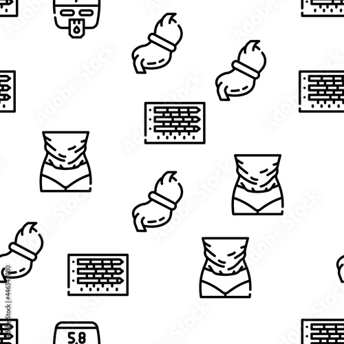 Cholesterol Overweight Vector Seamless Pattern Thin Line Illustration