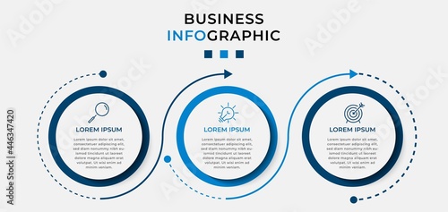 Vector Infographic design illustration business template with icons and 3 options or steps. Can be used for process diagram, presentations, workflow layout, banner, flow chart, info graph